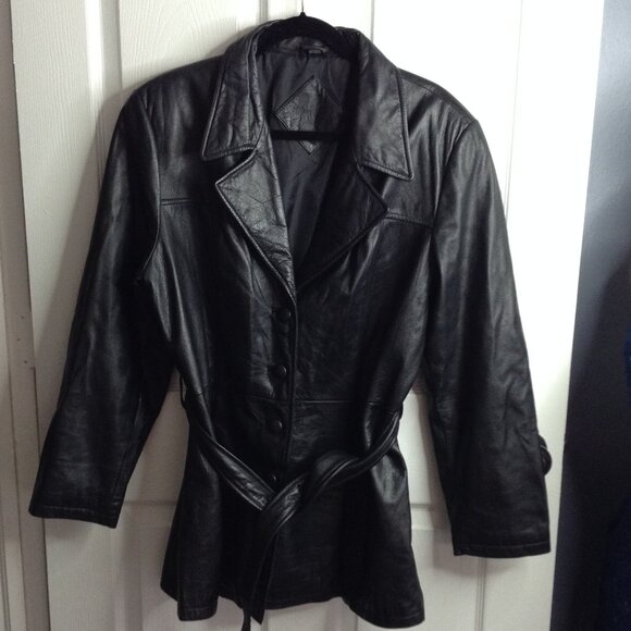VTG JC Penney "XL" Women's Leather Jacket; Belted, classic, Timeless, Rich, Soft - Picture 1 of 6